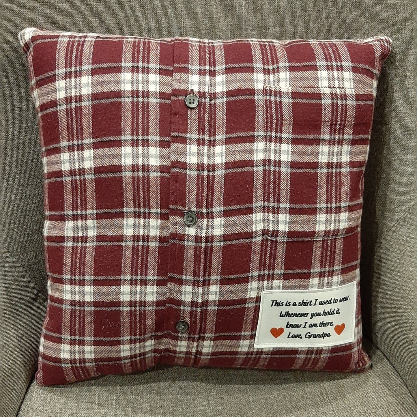 MEMORY or KEEPSAKE PILLOW made from your loved ones clothing