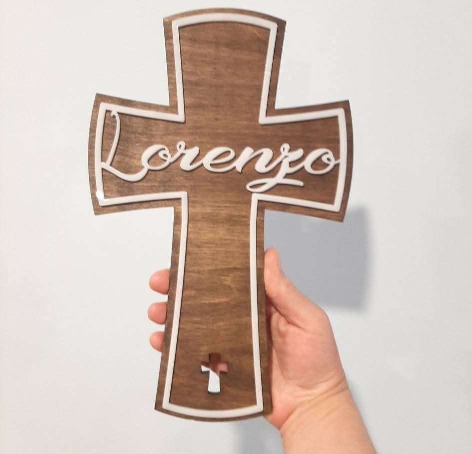 Personalized Wood & Acrylic Cross with Name