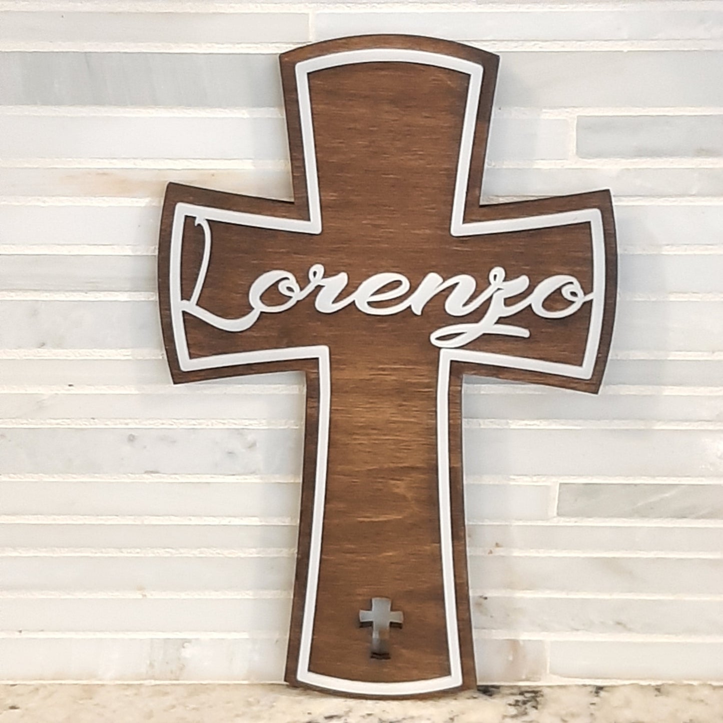 Personalized Wood & Acrylic Cross with Name