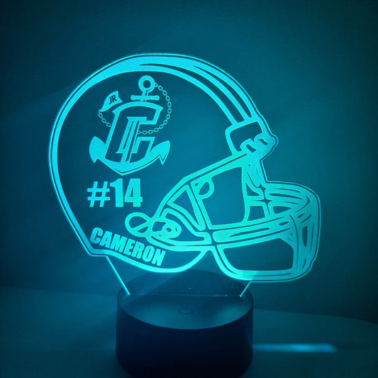 Personalized Football Helmet Night Light Sign