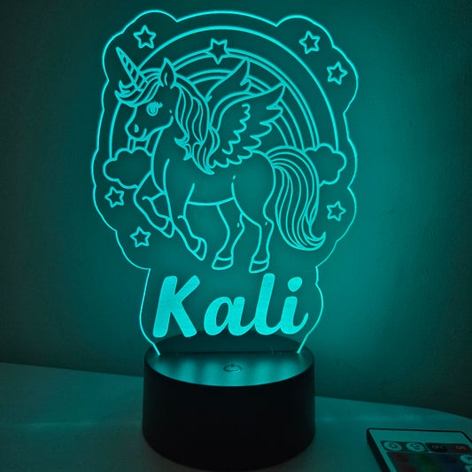 Personalized Rainbow Unicorn LED Night Light Sign