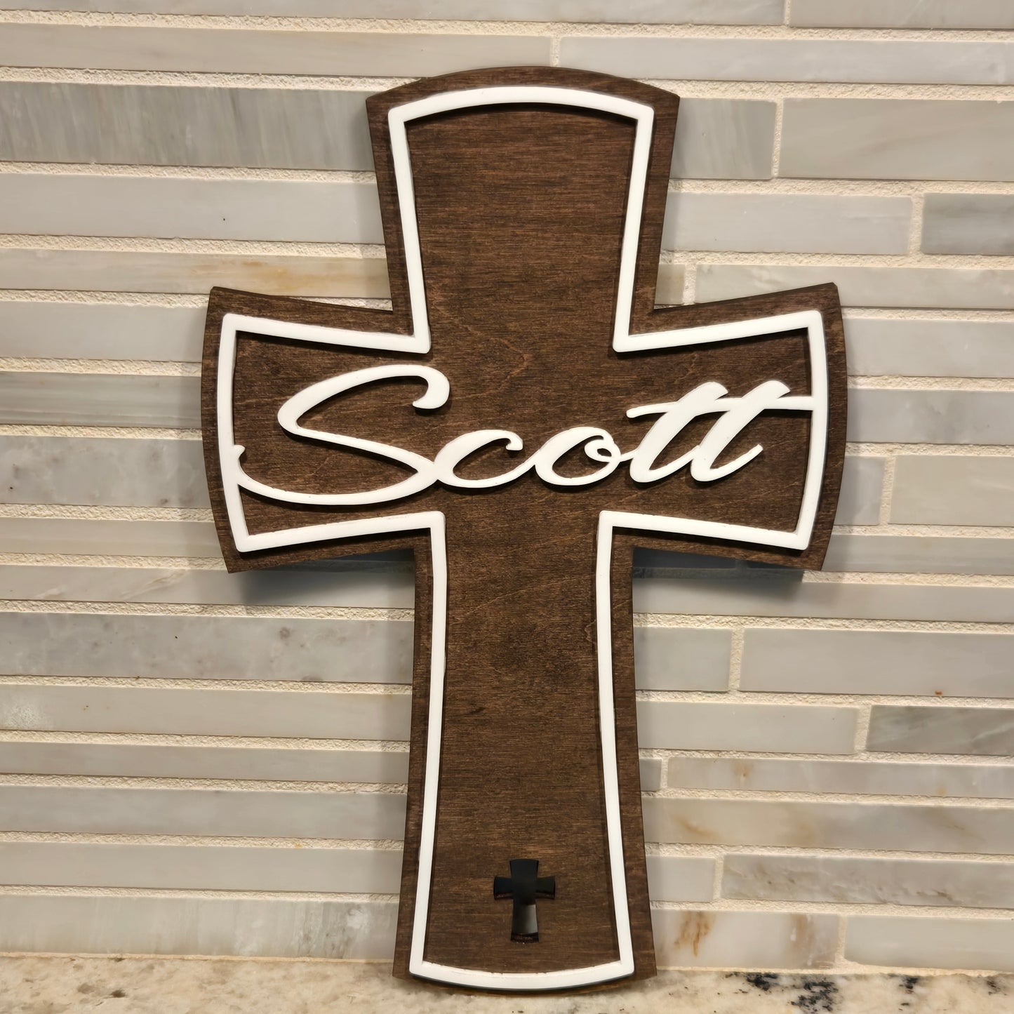 Personalized Wood & Acrylic Cross with Name