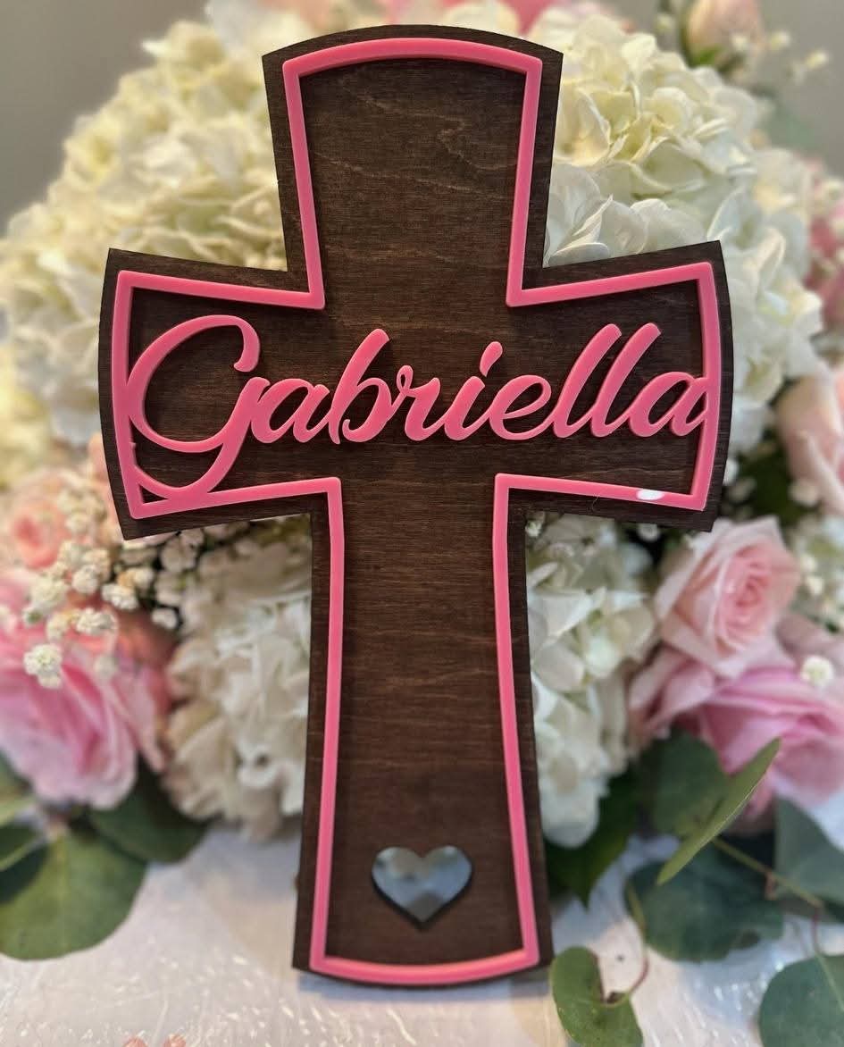 Personalized Wood & Acrylic Cross with Name