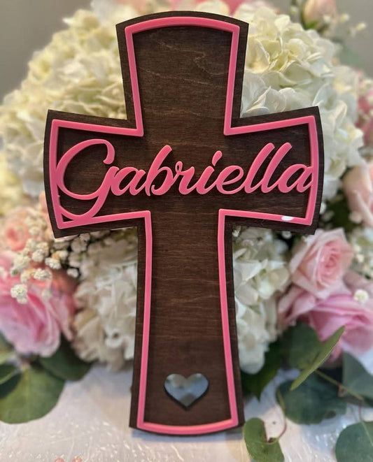 Personalized Wood & Acrylic Cross with Name