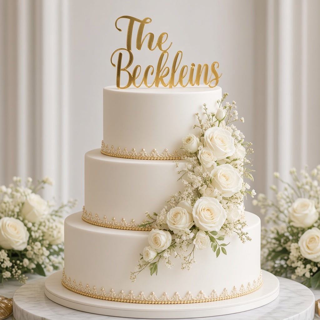 Wedding Cake Topper with Couple's Last Name